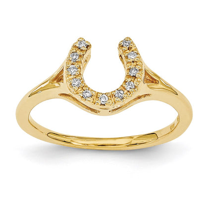 14k Yellow Gold AAA Diamond horseshoe ring