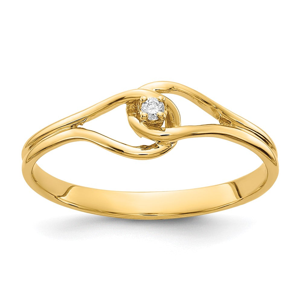 14K Yellow Gold Polished AA Real Diamond Ring