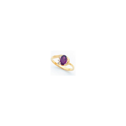 14k Yellow Gold 7x5mm Oval Amethyst Checker VS Diamond ring