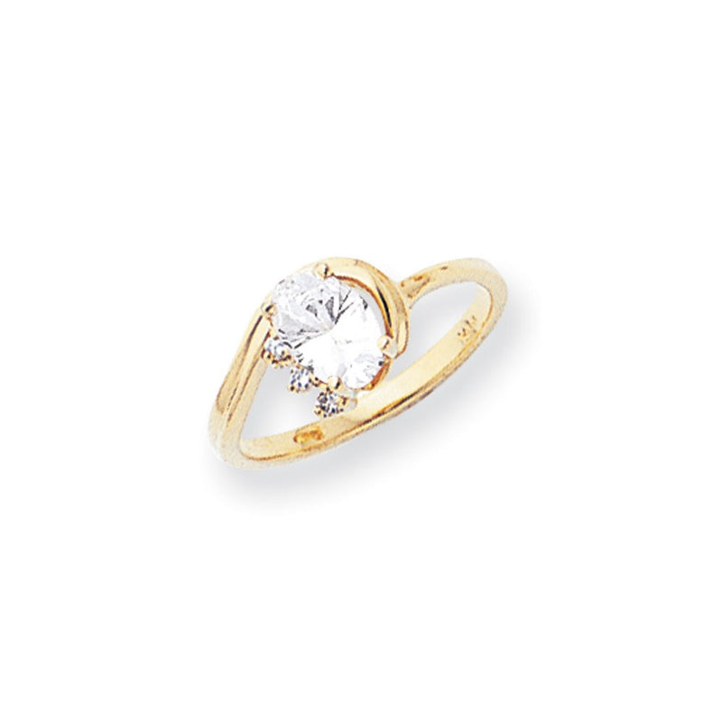 14k Yellow Gold 7x5mm Oval Cubic Zirconia AA Diamond ring