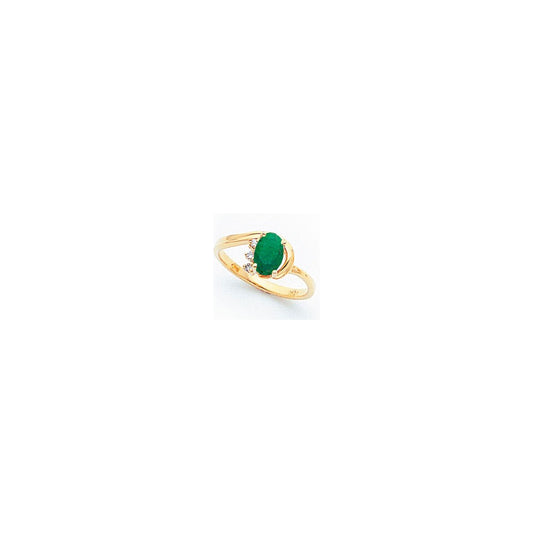 14k Yellow Gold 7x5mm Oval Emerald VS Diamond ring