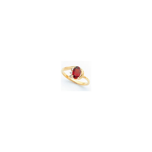 14k Yellow Gold 7x5mm Oval Garnet AAA Diamond ring