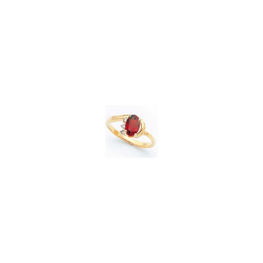 14k Yellow Gold 7x5mm Oval Garnet AA Diamond ring