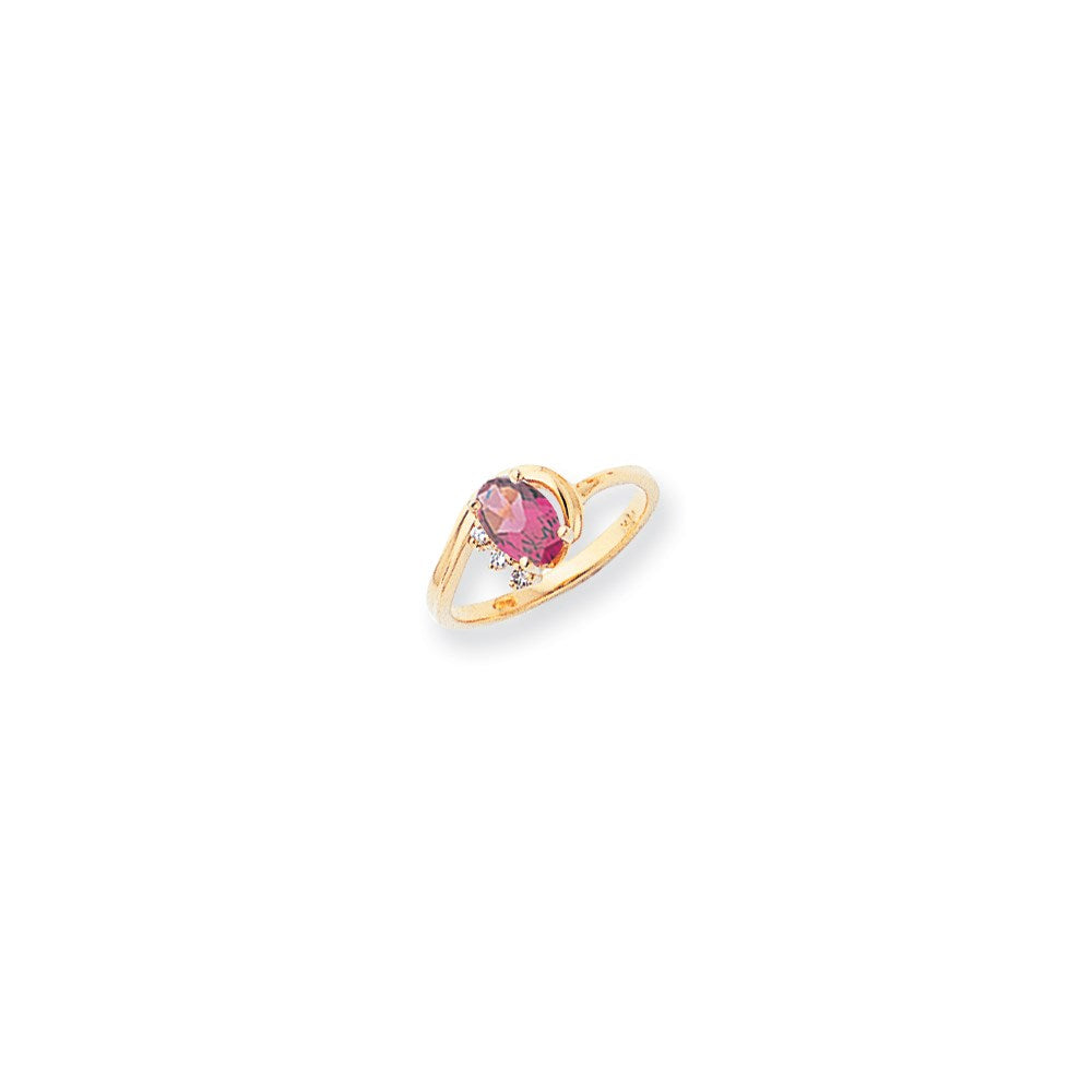 14k Yellow Gold 7x5mm Oval Rhodolite Garnet A Diamond ring