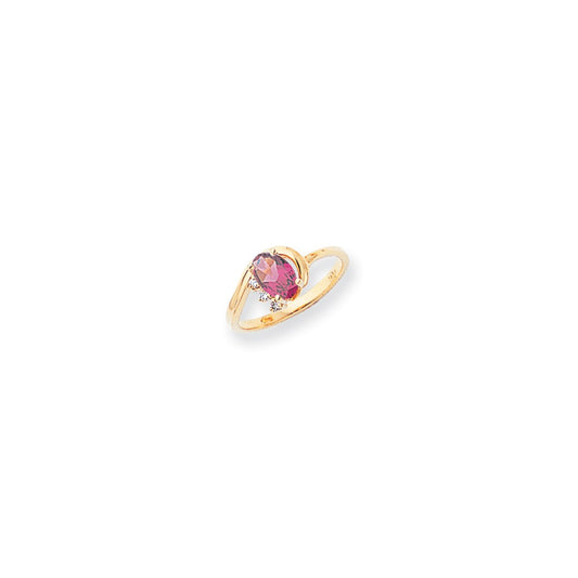14k Yellow Gold 7x5mm Oval Rhodolite Garnet A Diamond ring