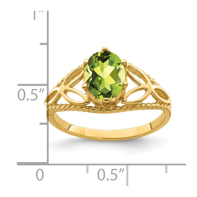 14K Yellow Gold 8x6mm Oval Peridot ring