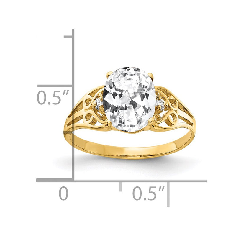 14K Yellow Gold 9x7mm Oval Cubic Zirconia AA Real Diamond ring