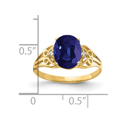 14K Yellow Gold 9x7mm Oval Sapphire VS Real Diamond ring