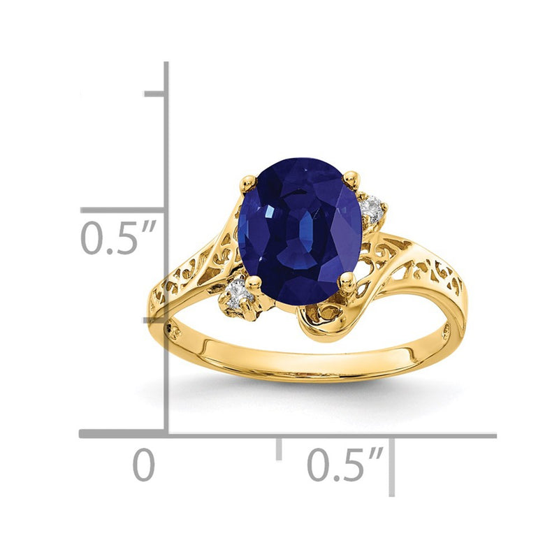 14K Yellow Gold 9x7mm Oval Sapphire AA Real Diamond ring