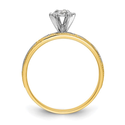 14K Yellow Gold AA Quality Trio Engagement Ring