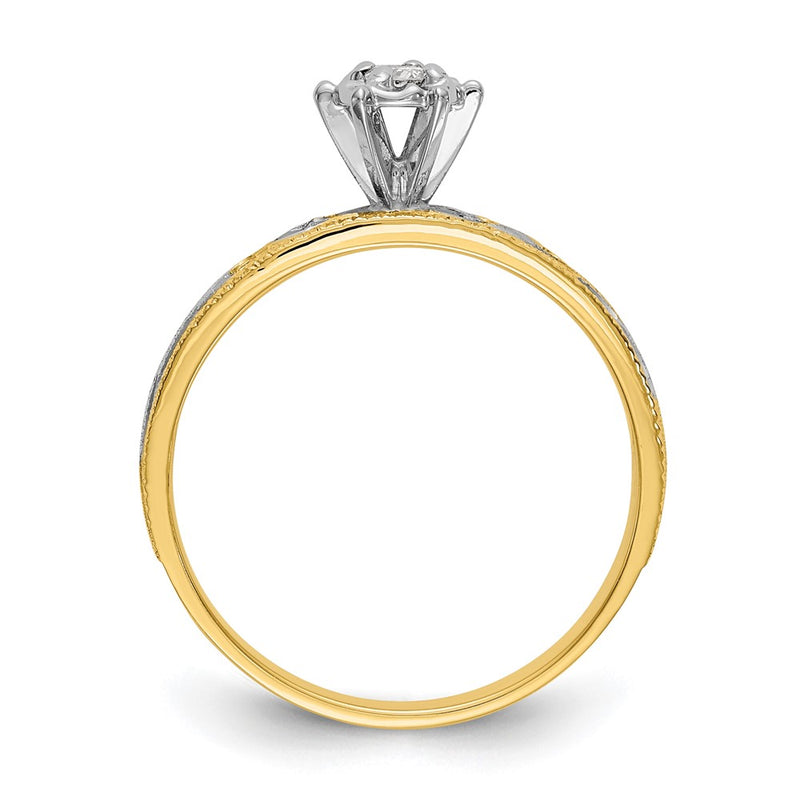 14K Yellow Gold AA Quality Trio Engagement Ring