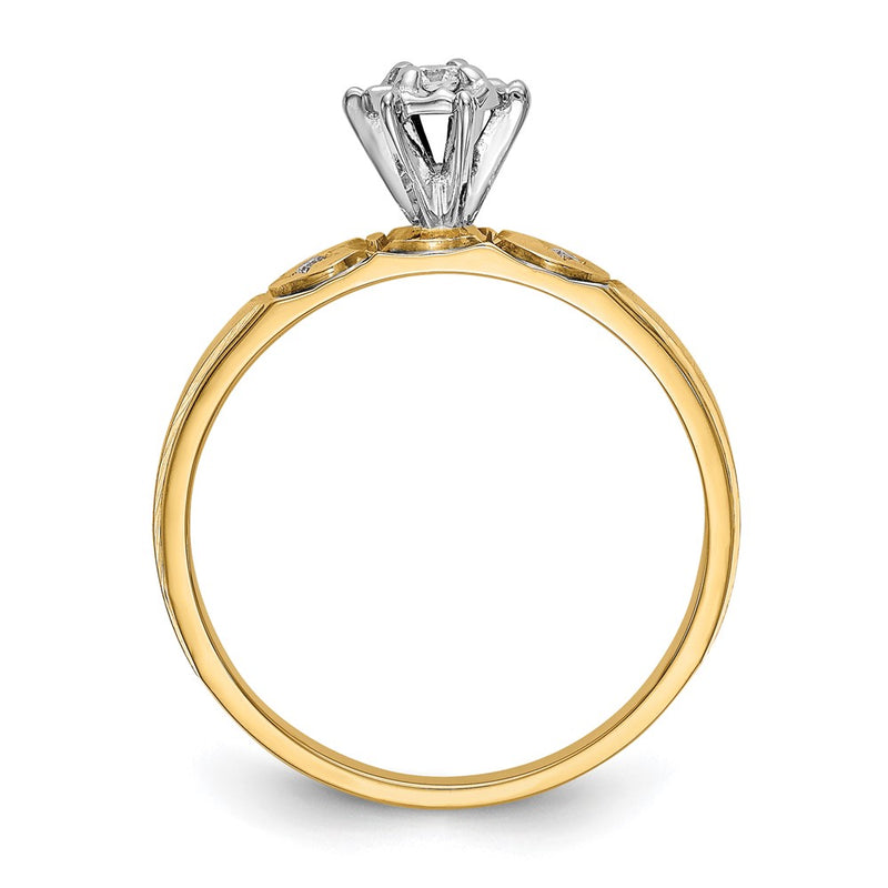 14K Yellow Gold AA Quality Trio Engagement Ring