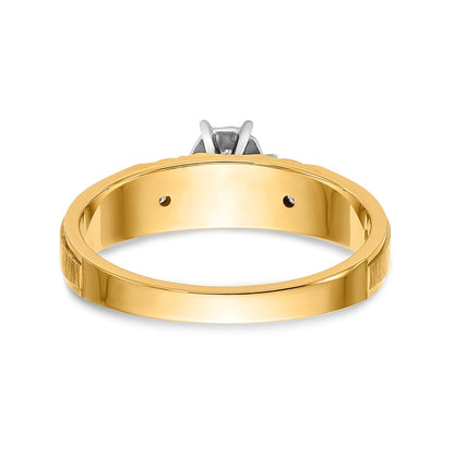 14K Yellow Gold AA Quality Trio Engagement Ring