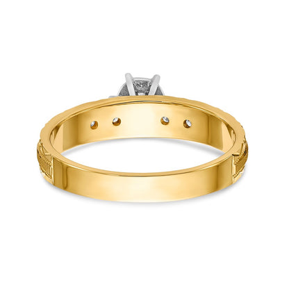14K Yellow Gold AA Quality Trio Engagement Ring