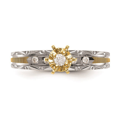 14K Yellow Gold AA Quality Trio Engagement Ring
