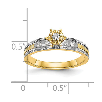 14K Yellow Gold AA Quality Trio Engagement Ring