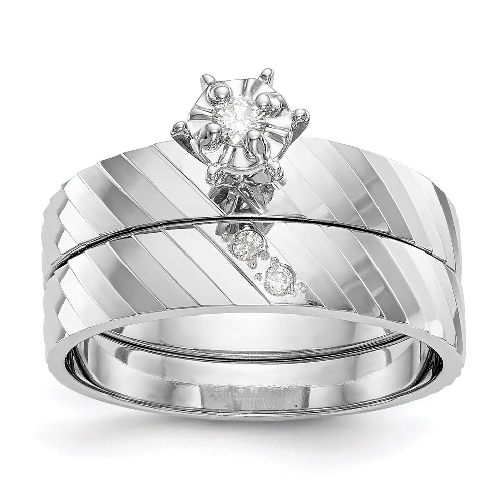 14k White Gold AA Quality Trio Engagement Ring