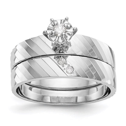 14k White Gold AA Quality Trio Engagement Ring