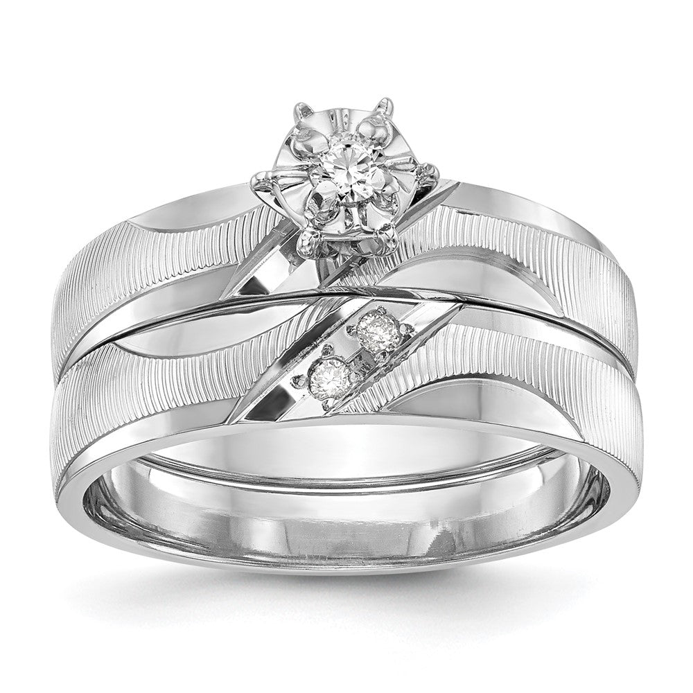 14k White Gold AA Quality Trio Engagement Ring