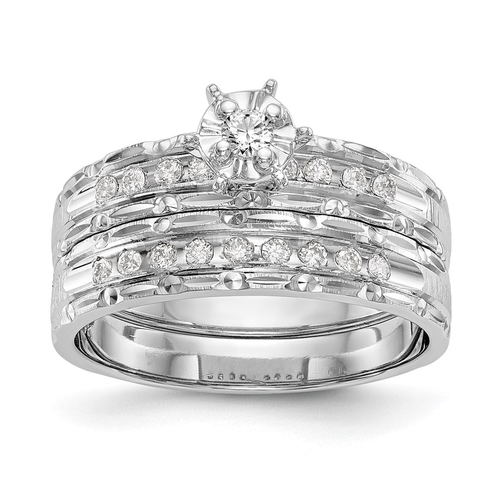 14k White Gold AA Quality Trio Engagement Ring