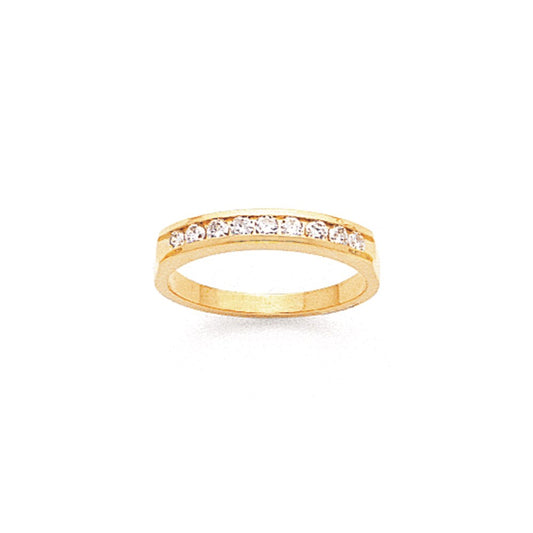 14K Yellow Gold AA Real Diamond Channel Band