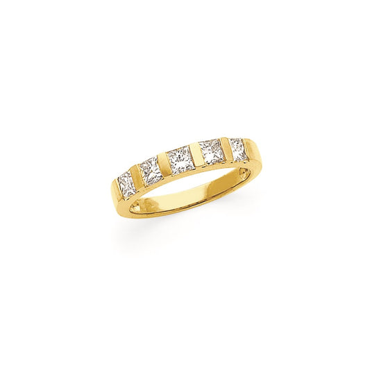 14K Yellow Gold AAA Real Diamond Anniversary Band