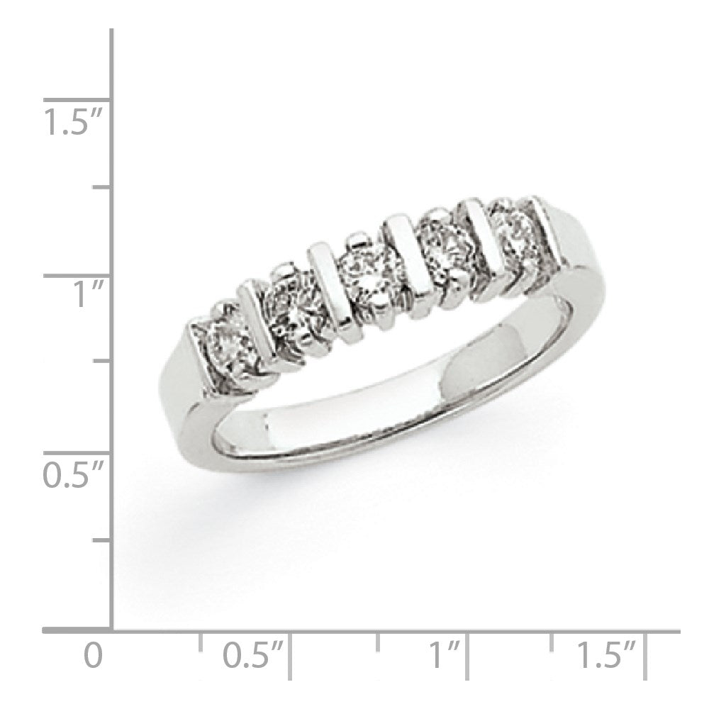 14k White Gold VS Real Diamond 5-Stone Ring