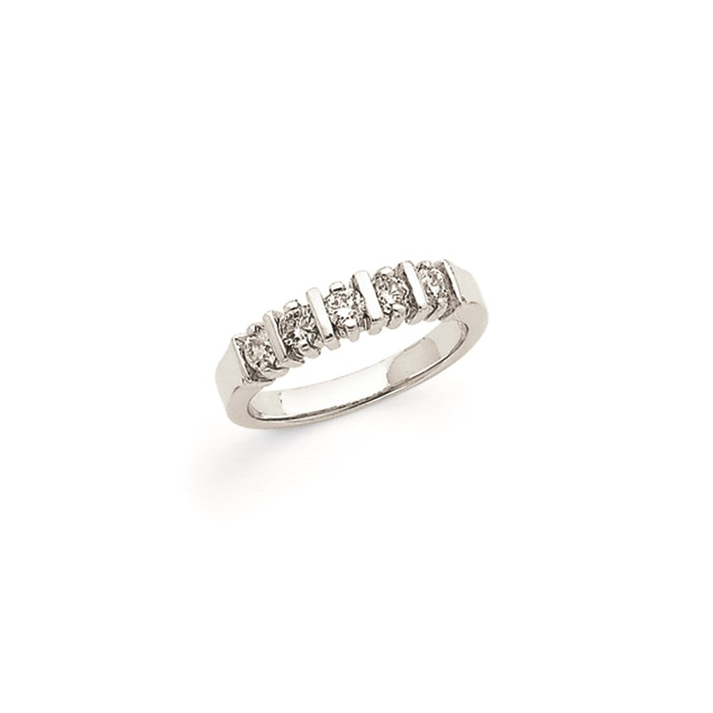 14k White Gold A Real Diamond 5-Stone Ring