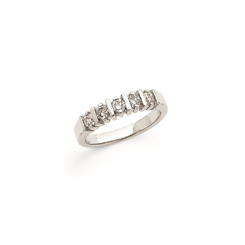 14k White Gold AAA Real Diamond 5-Stone Ring