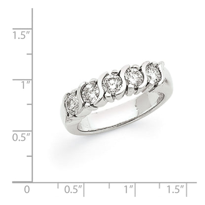 14k White Gold VS Real Diamond 5-Stone Ring