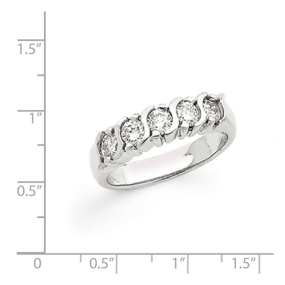 14k White Gold VS Real Diamond 5-Stone Ring