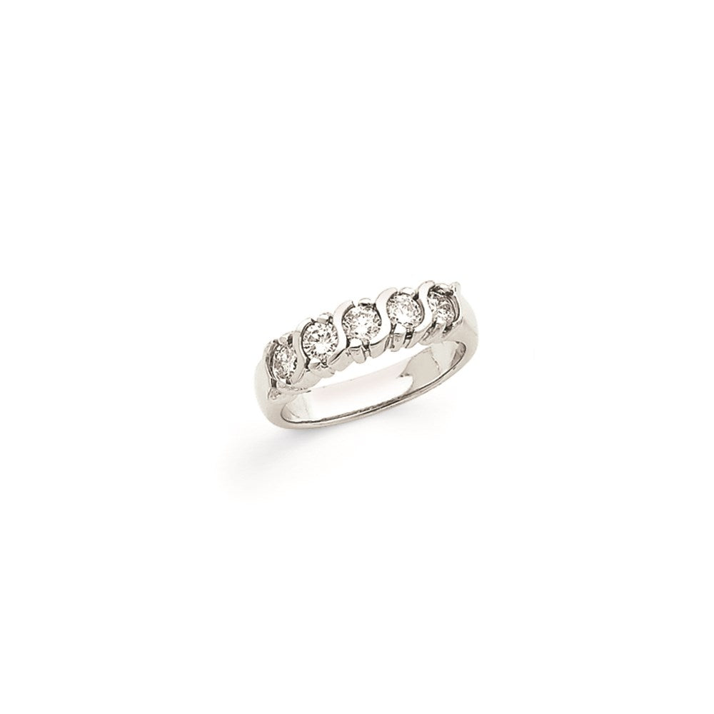 14k White Gold A Real Diamond 5-Stone Ring