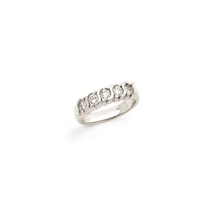 14k White Gold A Real Diamond 5-Stone Ring