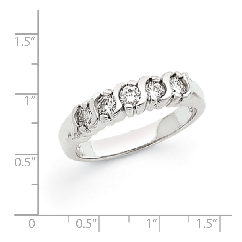 14k White Gold A Real Diamond 5-Stone Ring