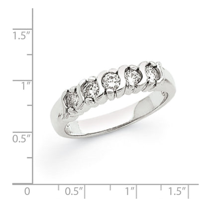 14k White Gold A Real Diamond 5-Stone Ring