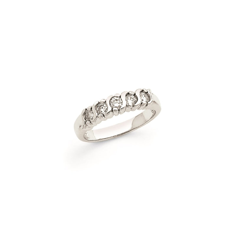 14k White Gold AAA Real Diamond 5-Stone Ring