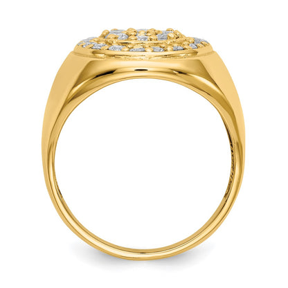 14K Yellow Gold AAA Real Diamond men's ring