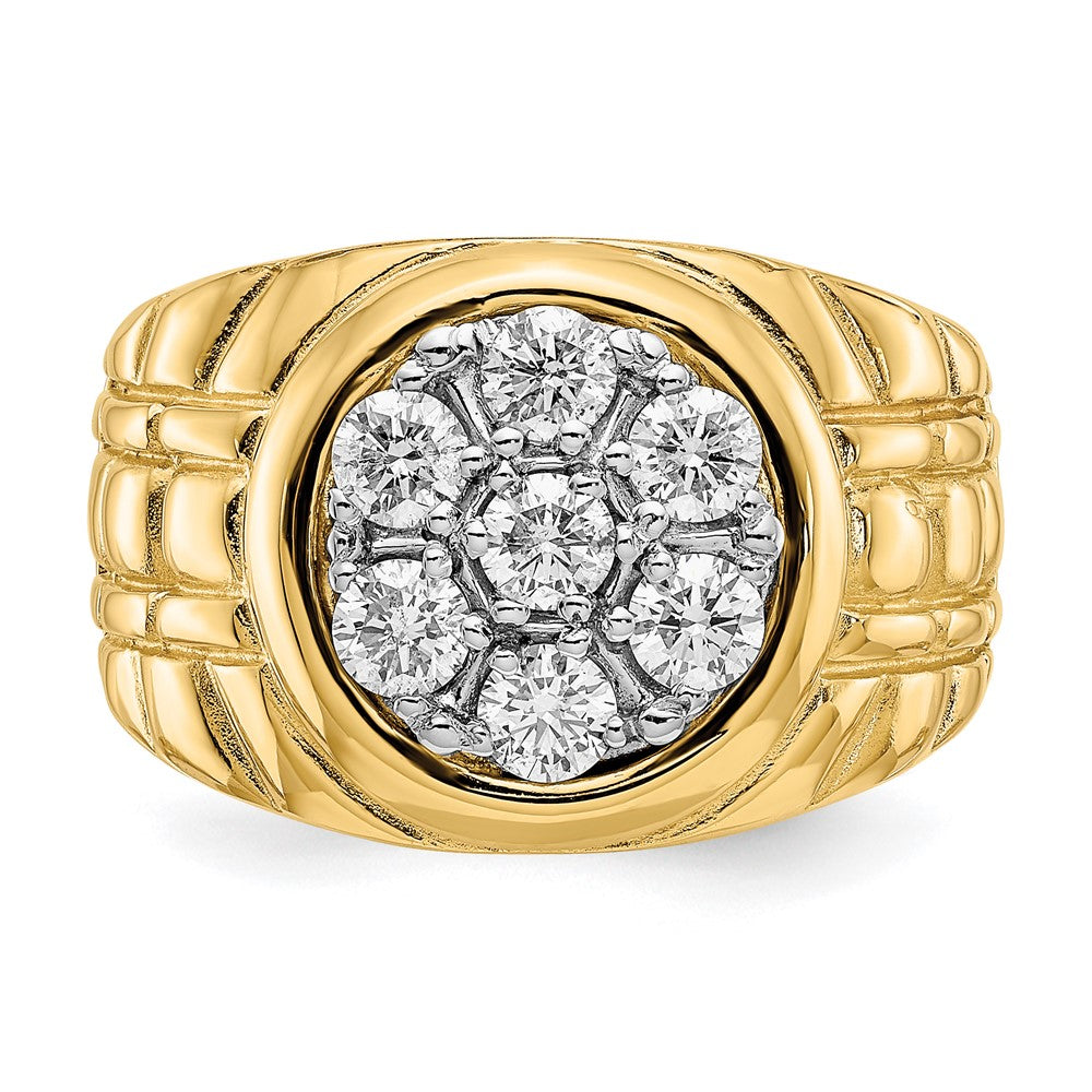 14K Yellow Gold AAA Real Diamond men's ring