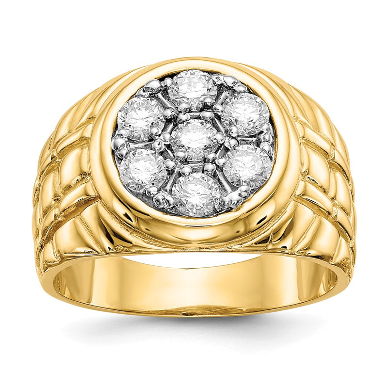 14K Yellow Gold AA Real Diamond men's ring