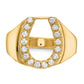14K Yellow Gold AA Real Diamond Men's Horse shoe Ring