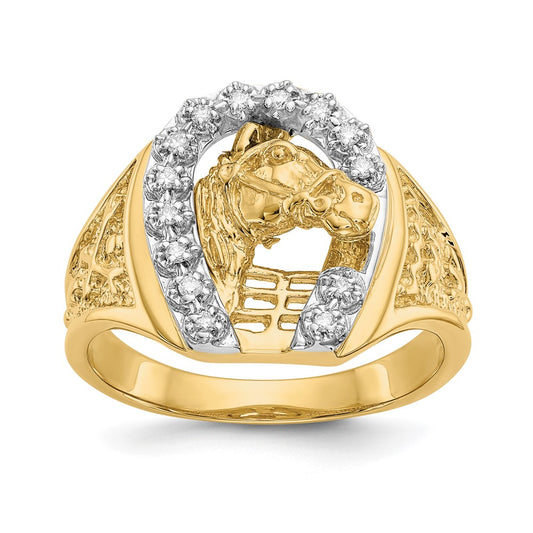 14k Two-Tone Gold AAA Real Diamond men's ring