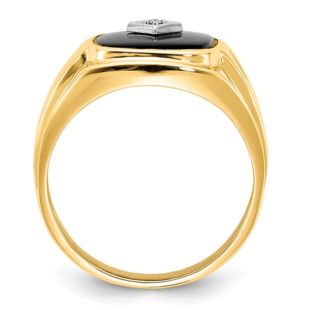 14K Yellow Gold AAA Real Diamond Men's Rng