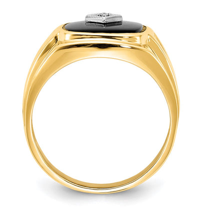 14K Yellow Gold AAA Real Diamond Men's Rng