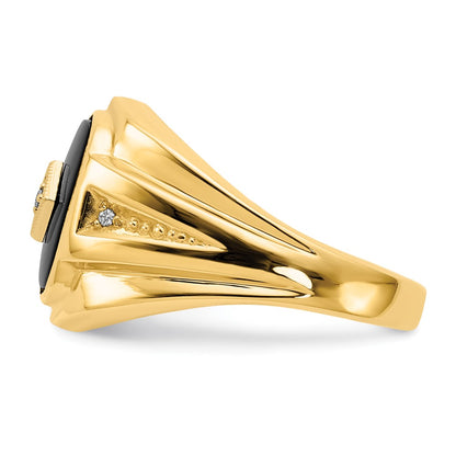 14K Yellow Gold AAA Real Diamond Men's Rng
