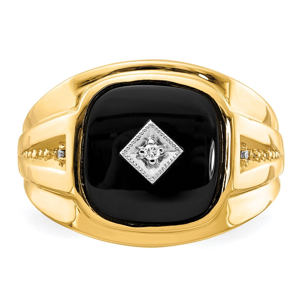 14K Yellow Gold AAA Real Diamond Men's Rng