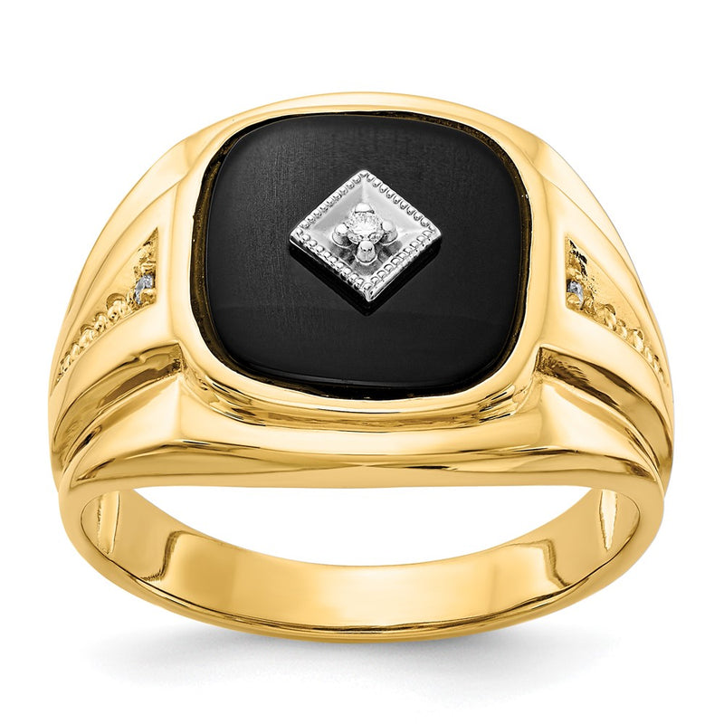 14K Yellow Gold AAA Real Diamond Men's Rng