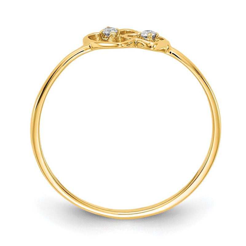 14K Yellow Gold A Real Diamond heart ring