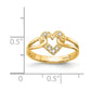 14K Yellow Gold Polished Real Diamond Heart Ring