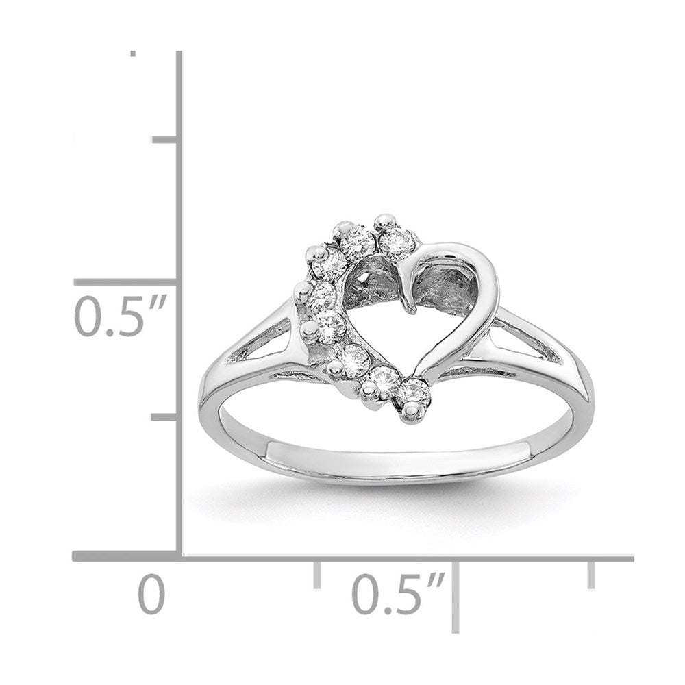 14k White Gold Polished AA Real Diamond Heart Ring