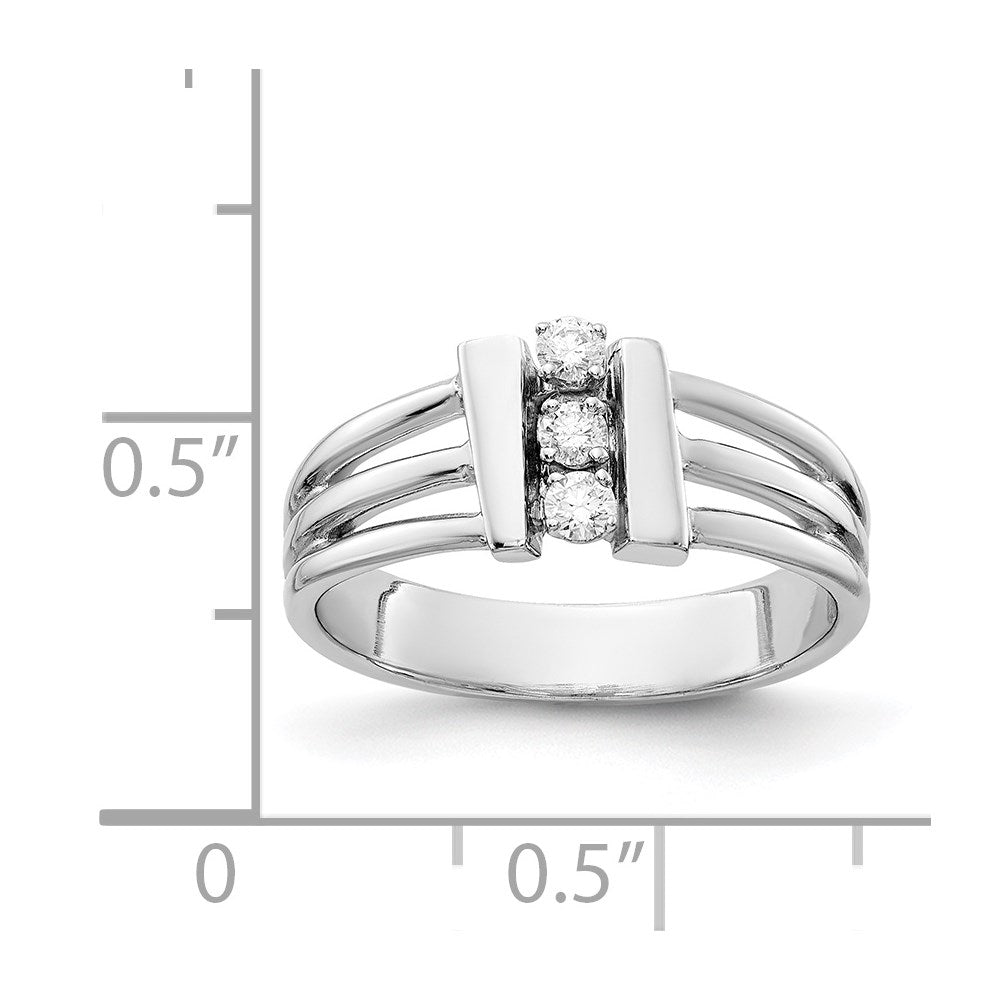14k White Gold Polished AA Real Diamond Fancy Ring